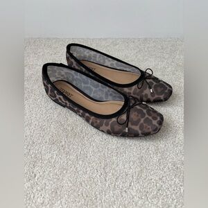 Esprit Leopard Print mesh Ballet Flats Bow Shoes Women Size 7 (Estimated)